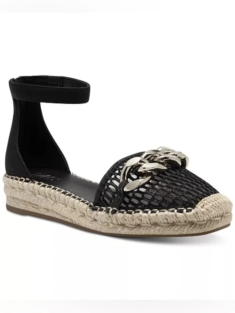 I.N.C Black Mesh Ankle Strap Leather Espadrille Sandals Size 7 NEW